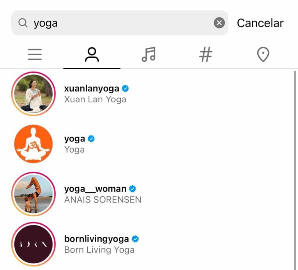 Mejorar tu perfil de Instagram ejemplo Yoga